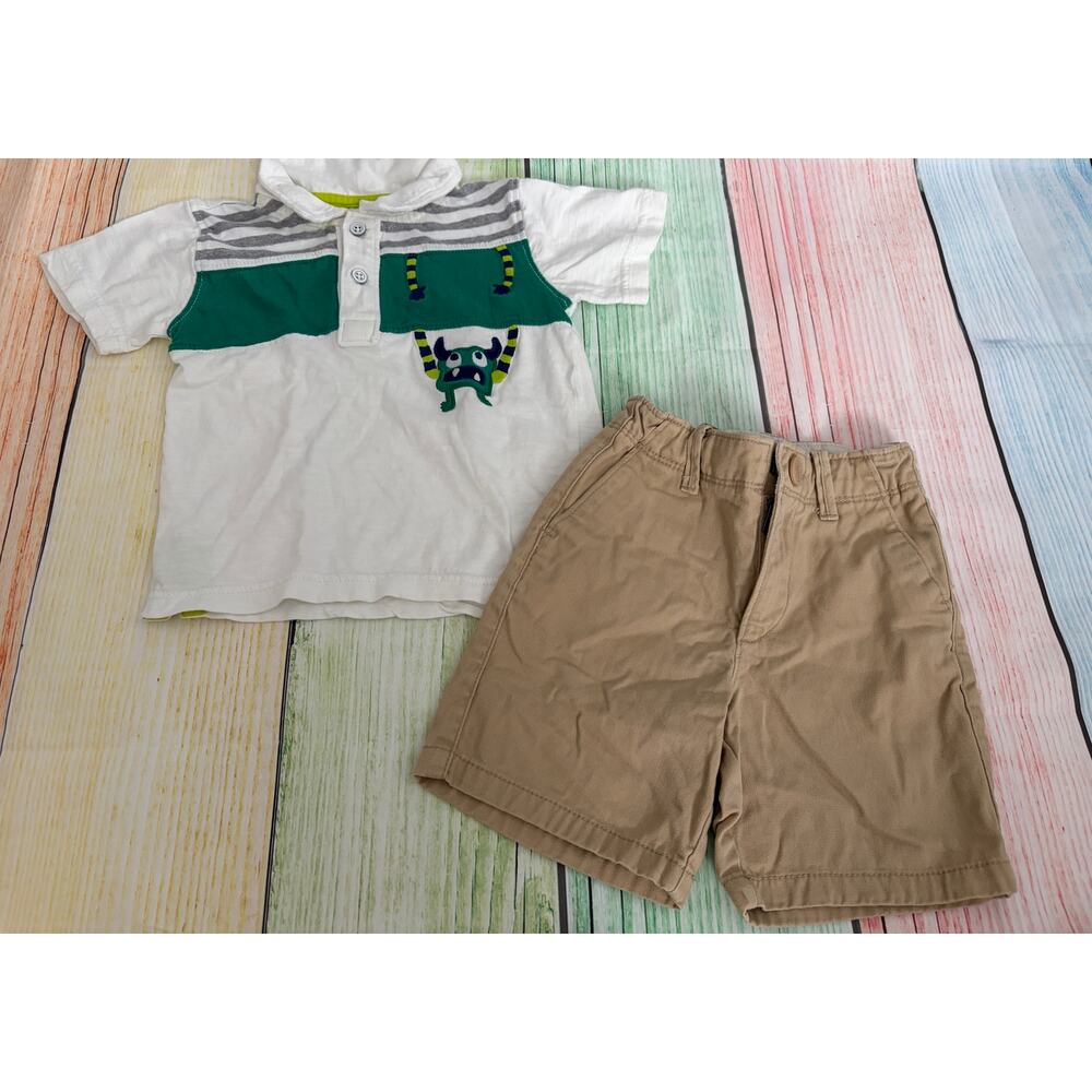 Gymboree Boys 2T Monstropolis Polo Shirt and Gap Shorts Toddler Boys - EUC